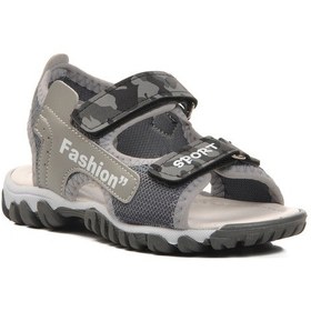 Resim Gri Kamuflaj Erkek Çocuk Düz Sandalet 24-410 P Gri Kamuflaj Gri - Kamuflaj 
