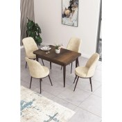 Resim Canisa Concept Nil Serisi 70 x 110 cm Sabit Barok Ahşap Desen Mutfak Masa Takımı+4 Adet Sandalye 