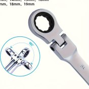 Resim Çok fonksiyonlu mandren anahtarı, 13mm, 14mm, 15mm, 16mm, 17mm, 19mm mandren anahtar, çift yönlü tork endüstriyel sınıfı 72 diş tasarımı, dayanıklı krom vanadyum çelik, ergonomik tutma yeri, otomotiv, bisiklet ve yat tamiri için uygun 