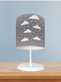 Resim Mekta Home Bebek Ve Çocuk Odası Bulut Ve Yıldız Desenli Çerçeveli Abajur 