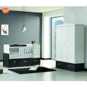 Resim Bebek Odasi Takimi Uzamali Sallanir Beşik 3 Kapili Dolap Gardirop Beyaz - Gri 