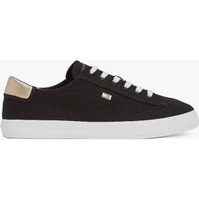 Resim Tommy Hilfiger Kadın Canvas Metalik Siyah Sneaker Çok Renkli 
