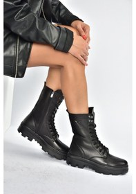 Resim Fox Shoes V999049103 Siyah Hakiki Deri Kadın Postal Bot Siyah-hakiki Deri 