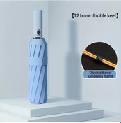 Resim Oldfriend Gök Mavi Büyük Otomatik Katlanır Rüzgar Ve Güneş Şemsiyesi 12 Rib Sağlam Tasarım 