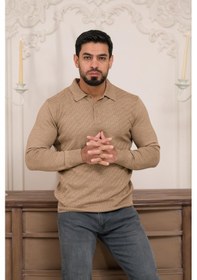 Resim Woolen World Polo Yaka Slimfit Desenli Yünlü Erkek Triko Kazak Devetüyü 