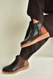 Resim Fox Shoes V555115103 Siyah Hakiki Deri Kalın Tabanlı Kadın Bot 