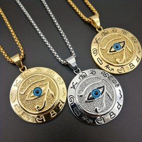 Resim 1 Adet Antik Mısır Horus'un Gözü Kolye - Erkekler İçin Hip Hop Aksesuarı, Kartal Başlı Tanrı Gözü Kolyesi 