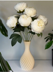 Resim Cevizdizayn Bej Vazo - Taş Tabanlı Galaksi Serisi Kıvrımlı Vazo 