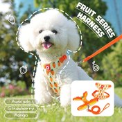 Resim Yeni evcil hayvan koşum takımı, sevimli çizgi film meyve desenli evcil hayvan göğüs ve sırt, çekiş kayışı ile evcil hayvan yeleği, orta ve küçük köpekler için uygun, açık hava etkinlikleri için çok uygun 