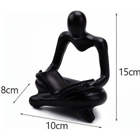 Resim Fastbuy Modern Akrilik Okuyucu Heykeli, Salon Kütüphane Dekoru, Siyah Ev Dekoru Figur, Dayanıklı, Sanat Heykeli, Konforlu Ev 