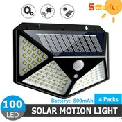 Resim STAARICC 4 adet Güneş Duvar Lambaları 100 LED 800mAh, Hareket Sensörlü Güvenlik Lambaları, 270° Menzil Aydınlatma Dış Duvar Lambaları, 3 Modlu, Avlu Bahçe Patio Bahçe Çit Giriş Patı için Uygun 