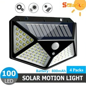 Resim STAARICC 4 adet Güneş Duvar Lambaları 100 LED 800mAh, Hareket Sensörlü Güvenlik Lambaları, 270° Menzil Aydınlatma Dış Duvar Lambaları, 3 Modlu, Avlu Bahçe Patio Bahçe Çit Giriş Patı için Uygun 