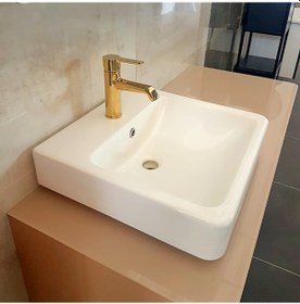 Resim Güral Vit Kare Mobilya Üstü Batarya Delikli / Asma Lavabo (45 x 45) 