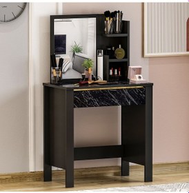 Resim Gupse Makyaj Masası Siyah - Royal Mermer 