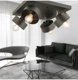 Resim Meriç 4'Lü Siyah Plafonyer Modern Retro Genç Odası Mutfak Salon A 