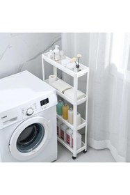 Resim Bayev Tekerlekli 4 Katlı Ve 3 Katlı Birlikte Raf Ünitesi Organizer Seti- Banyo Mutfak Düzenleyici 