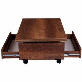 Resim Evistro Akıllı Sihirli Laptop Sehpa Yemek Masası Sehpa 2 Çekmeceli Ceviz 