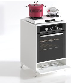 Resim Kenzlife Ankastre Modülü Kabini Krom Byz Fırın Ocak Dolabı Kapakl 