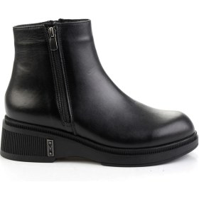 Resim Siyah Hakiki Deri Kadın Bot & Bootie K02631128803 Siyah 