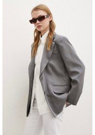 Resim Never More Cep Kapaklı Kesik Detaylı Blazer Ceket Gri Gri 