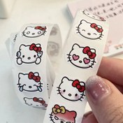 Resim 500 adet Sanrio Hello Kitty Etiket Rulosu - Renkli Çıkartmalar Scrapbooking için, Hediye Paketleme, Parti İkramları ve DIY El İşleri - Mat Bitiş, Ev, Ofis ve Ticari Kullanım İçin Uygun Yeniden Kullanılabilir Etiket Rulosu 