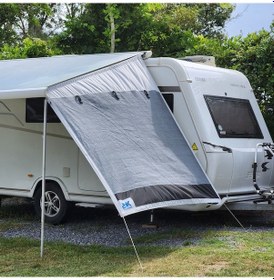 Resim 2k Karavan Gri Plus Tek Yön, Karavan Tentesi Yan Uzatma Gölgelik Perde 