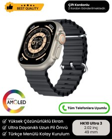 Resim Noriyen Yeni Nesil HK10 Ultra 3 Chat GPT Amoled HD Ekran Spor Sağlık Sensörlü iOS Android Uyumlu Akıllı Saat 