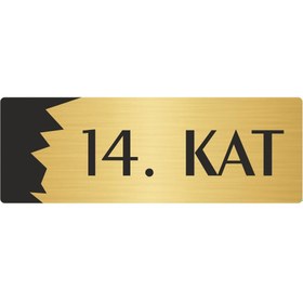 Resim Özarslan Dizayn Metal Departman Kapı İsimliği, Yönlendirme levhası 14. Kat 5X20 Cm Altın Renk 