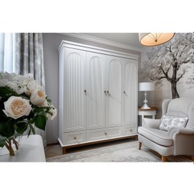 Resim Bella 4 Kapaklı 3 Çekmeceli Çocuk Genç Odası Dolap 