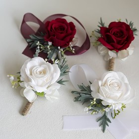 Resim 2 Adetlik Sahte Gül Çiçeği Seti, Damadın Gelinin Göğüs Çiçeği, Gelinin Yaverinin Bilek Çiçeği, Düğün Dekorasyonu, Dans Partisi, Okul Dönemi, Resmi Etkinlik Giyim için Uygundur 