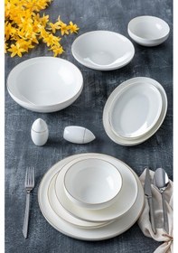 Resim Mira 6 Kişilik 30 Parça Bone Yemek Takımı - Gold Beyaz 