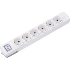 Resim Konza Altılı Topraklı Klemensli Grup Priz Anahtarlı Beyaz 