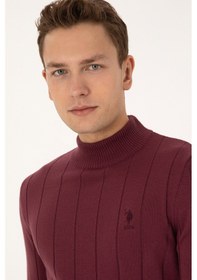 Resim U.S. Polo Assn. Erkek Slim Fit Boğazlı Yaka Bordo Kazak 50315019-VR177 