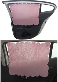 Resim Oto Güneşlik Perdesi Yan Cam Araç Arka Koltuk Emzirme Örtüsü Açık Pembe Keçe Vantuz Tutucaklı 1 Adet 