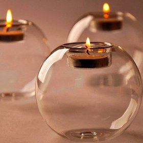 Resim 1 adet Cam Mumluk Noel Yeni Yıl/Düğün/Parti Atmosferi Dekorasyonu için 8cm/10cm/12cm Yuvarlak Cam Mumluk 