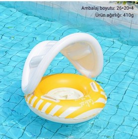 Resim Bebek Ve Çocuklar İçin Tenteli Yüzme Simidi Sarı 