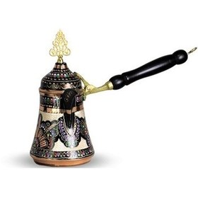 Resim Gül Çiçek Mırra Bakır Tombik Cezve 650 Ml 