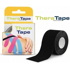 Resim Thera Tape Kinesio Sporcu Bandı Yüz & Vücut Uyumlu Kinezyo Bant Siyah 5 CM x 5 M 