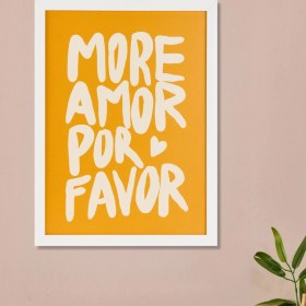 Resim More Amor Por Favor Pano - Sarı - 30X40 cm 