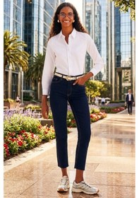 Resim Tudors Kadın 2'li Paket Beyaz Slim Fit Dar Kesim Uzun Kollu Pamuklu Vücuda Oturan Dokulu Basic Gömlek-51051 