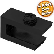 Resim Cam Tutucu Ahşap Raf Tutucu Cam Etejeri Metal U Tipi Mat Siyah Metal Vidalı (4 ADET) 