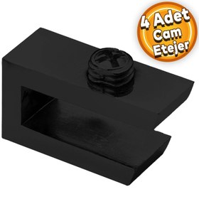 Resim Cam Tutucu Ahşap Raf Tutucu Cam Etejeri Metal U Tipi Mat Siyah Metal Vidalı (4 ADET) 