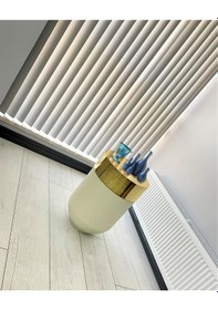 Resim Dekoratif Gold Darbuka Beyaz Sehpa 60cm 