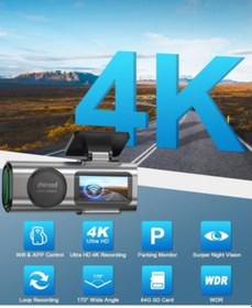 Resim Zhıroad Q20s 4k Wifi Dashcam, 170 Geniş Açı, Gece Görüşü, G-sensör, Park Izleme Q20s 4k Wifi Dashcam, 170 Geniş Açı, Gece Görüşü, G-sensör, Park Izleme 