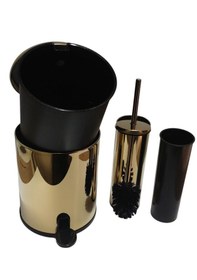 Resim Primanova Cigo Çelik Çöp Kovası 6lt Ve Tuvalet Fırçası Altın 