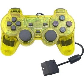 Resim Sarı-ps2 Kablolu Oyun Denetleyicisi Gamepad Çift Titreşim Temizle Denetleyici Gamepad Joypad Sony Playstation Ps2 Controle İçin 