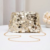 Resim Kadınlar İçin Akşam Çantası - Altın Parlak Parti Çantası, Ayrılabilir Zincir Askılı, Fermuarlı Kapanış, Düğünler, Galalar ve Resmi Etkinlikler İçin Şık El Çantası - Lüks Gece Çantası, Zarif Tasarım, Parıltılı Dokulu, Gala Aksesuarı, Moda Tutkunları İçin Şık Aksesuar 