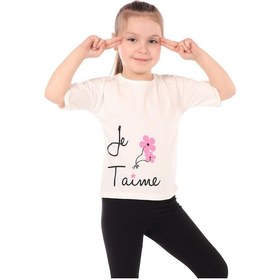 Resim Toontoy Kız Bebek Le Taime Baskılı Tişört Ekru 