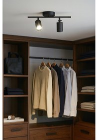 Resim Koal Avize Spoti 2'li Siyah Renk Beyaz Işık Modern Tasarım Cafe - Mutfak - Banyo Spot Ledli Sıralı Avize Siyah Siyah 