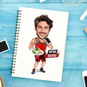 Resim Sağlıklı Beslenen Sporcu Erkek Karikatürlü Defter 